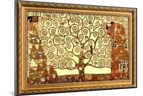 Gustav Klimt Tree of Life with Gilded Faux Frame Border-null-Mounted Poster