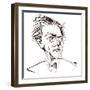 Gustav Mahler, Austrian composer, sepia line caricature, 2006 by Neale Osborne-Neale Osborne-Framed Giclee Print