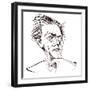 Gustav Mahler, Austrian composer, sepia line caricature, 2006 by Neale Osborne-Neale Osborne-Framed Giclee Print