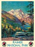 Rainier National Park - Stampede Pass, Washington - Vintage Railroad Travel Poster, 1920s-Gustav Wilhelm Krollmann-Mounted Art Print