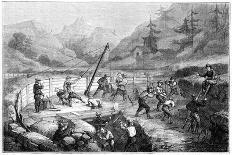 French Miners Working a Long Tom Sluice, California, 19th Century-Gustave Adolphe Chassevent-Bacques-Giclee Print