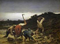 Peasants Harvesting Potatoes During Flooding of Rhine in 1852-Gustave Brion-Giclee Print