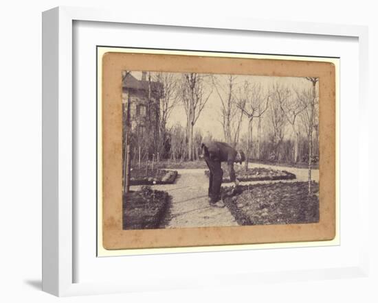 Gustave Caillebotte (1848-94) Gardening at Petit Gennevilliers, February 1892 (B/W Photo)-Martial Caillebotte-Framed Giclee Print