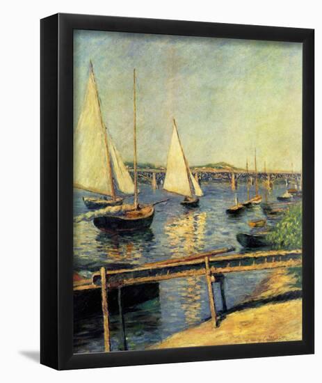 Gustave Caillebotte (Sailboats in Argenteuil) Art Poster Print-null-Framed Poster