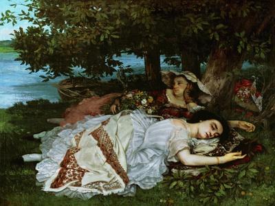 Young ladies on the banks of the Seine River. (1856).