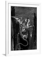 Gustave Dore (Dante's Divine Comedy, Inferno - Flying Beast)-Gustave Doré-Framed Art Print