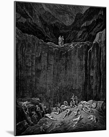 Gustave Doré (Illustration to Dante's "Divine Comedy," Inferno - Cliff) Art Poster Print-null-Mounted Poster