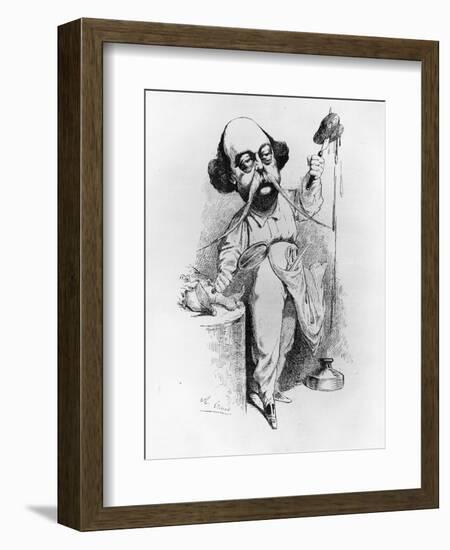 Gustave Flaubert Dissecting Madame Bovary, Illustration from "Parodie", December 1869-J. Lemot-Framed Giclee Print