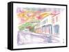 Gustavia St Barts Street Scene At Sunset-M. Bleichner-Framed Stretched Canvas