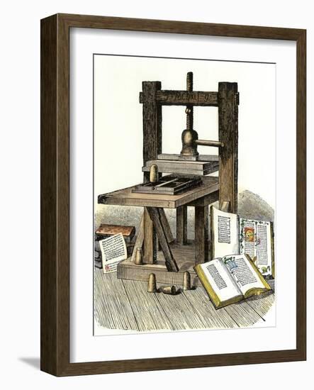 Gutenberg's Printing Press, Mainz, Germany, 1450s-null-Framed Giclee Print