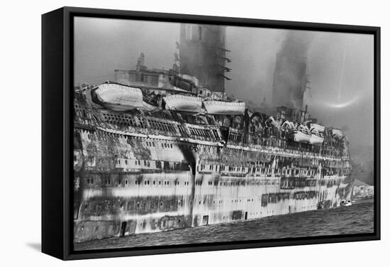 Gutted Hull of Oceanliner, Qn. Elizabeth-null-Framed Stretched Canvas