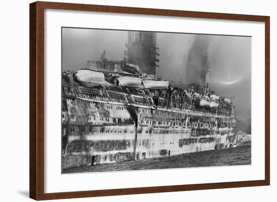 Gutted Hull of Oceanliner, Qn. Elizabeth-null-Framed Photographic Print