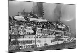 Gutted Hull of Oceanliner, Qn. Elizabeth-null-Mounted Photographic Print