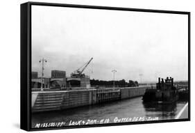 Guttenberg, Iowa - Mississippi Lock and Dam-Lantern Press-Framed Stretched Canvas