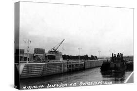 Guttenberg, Iowa - Mississippi Lock and Dam-Lantern Press-Stretched Canvas