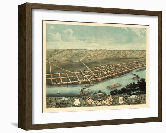 Guttenberg, Iowa - Panoramic Map-Lantern Press-Framed Art Print