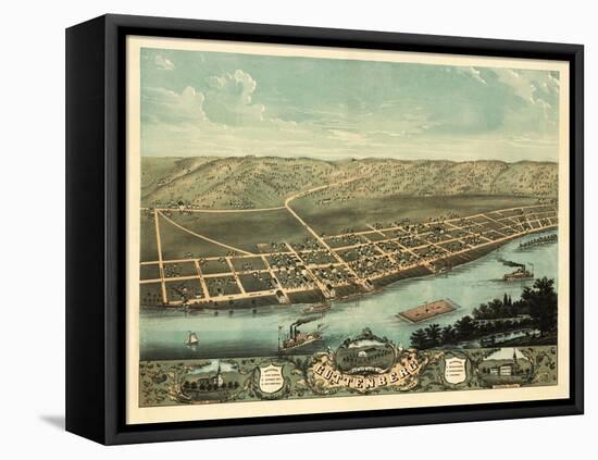 Guttenberg, Iowa - Panoramic Map-Lantern Press-Framed Stretched Canvas