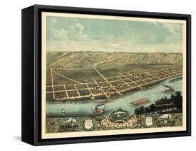 Guttenberg, Iowa - Panoramic Map-Lantern Press-Framed Stretched Canvas