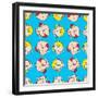 Guy And Girl Diving Pattern-Praneat-Framed Art Print