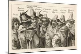 Guy Fawkes - English Gunpowder Plotter with Fellow Conspirators-null-Mounted Art Print