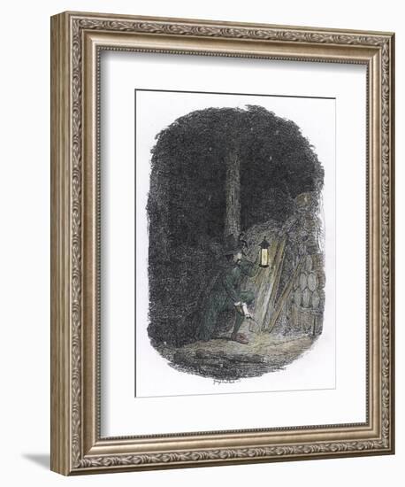 Guy Fawkes Lays the Gunpowder Underneath the House of Lords-George Cruikshank-Framed Art Print