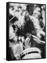 Guy Playing Drums at Woodstock Music Festival-null-Framed Stretched Canvas