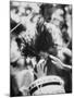 Guy Playing Drums at Woodstock Music Festival-null-Mounted Premium Photographic Print
