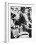 Guy Playing Drums at Woodstock Music Festival-null-Framed Photographic Print