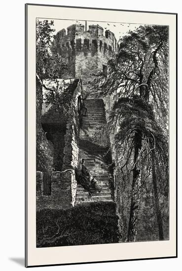 Guy's Tower and the Walls of Warwick Castle, UK, 19th Century-null-Mounted Giclee Print
