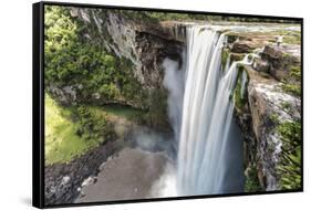 Guyana, Kaieteur Falls. View of Waterfall Flowing into Basin-Alida Latham-Framed Stretched Canvas