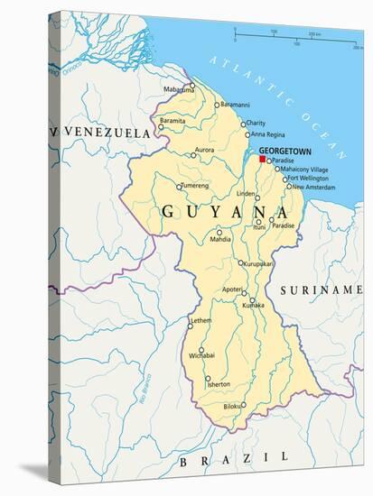 Guyana Political Map-Peter Hermes Furian-Stretched Canvas