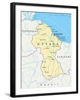 Guyana Political Map-Peter Hermes Furian-Framed Art Print