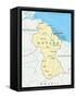 Guyana Political Map-Peter Hermes Furian-Framed Stretched Canvas