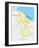 Guyana Political Map-Peter Hermes Furian-Framed Art Print