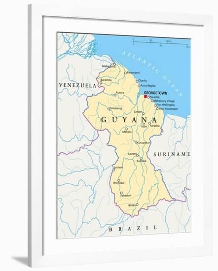 Guyana Political Map-Peter Hermes Furian-Framed Art Print