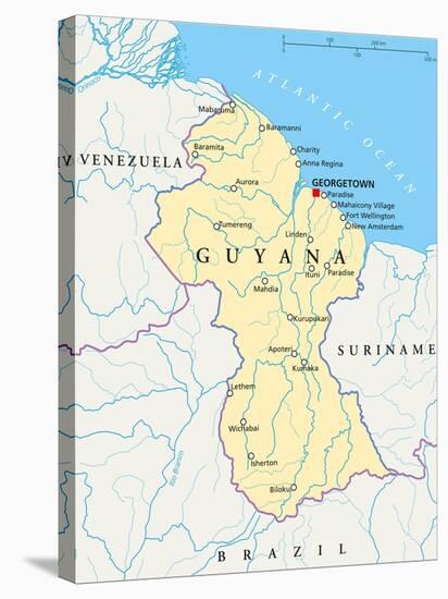 Guyana Political Map-Peter Hermes Furian-Stretched Canvas