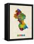 Guyana Watercolor Map-Michael Tompsett-Framed Stretched Canvas