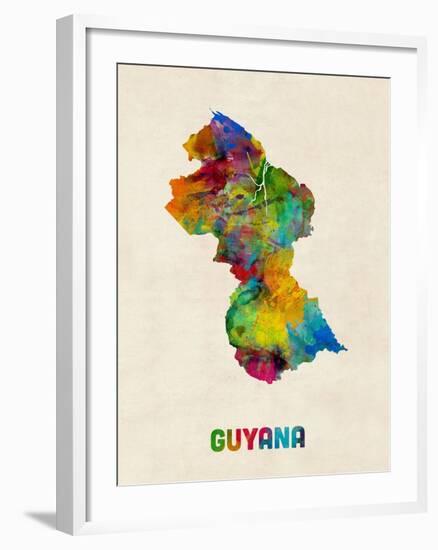 Guyana Watercolor Map-Michael Tompsett-Framed Art Print