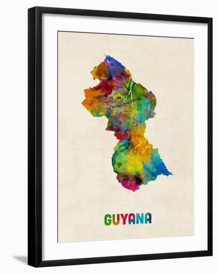 Guyana Watercolor Map-Michael Tompsett-Framed Art Print