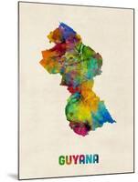 Guyana Watercolor Map-Michael Tompsett-Mounted Art Print