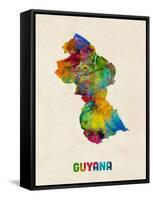 Guyana Watercolor Map-Michael Tompsett-Framed Stretched Canvas