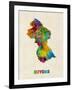 Guyana Watercolor Map-Michael Tompsett-Framed Art Print