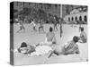 Guys Playing Volleyball on the Beach-null-Stretched Canvas