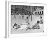 Guys Playing Volleyball on the Beach-null-Framed Photographic Print