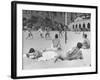 Guys Playing Volleyball on the Beach-null-Framed Photographic Print