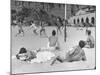 Guys Playing Volleyball on the Beach-null-Mounted Photographic Print