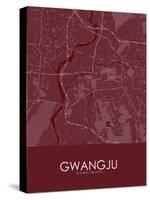 Gwangju, Korea, Republic of Red Map-null-Stretched Canvas