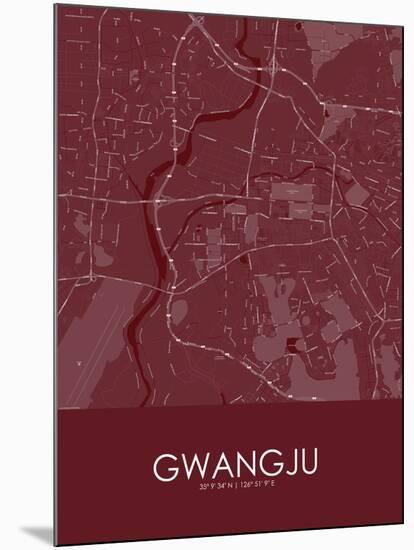 Gwangju, Korea, Republic of Red Map-null-Mounted Poster