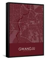 Gwangju, Korea, Republic of Red Map-null-Framed Stretched Canvas