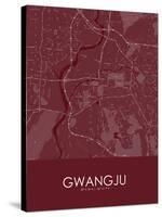 Gwangju, Korea, Republic of Red Map-null-Stretched Canvas